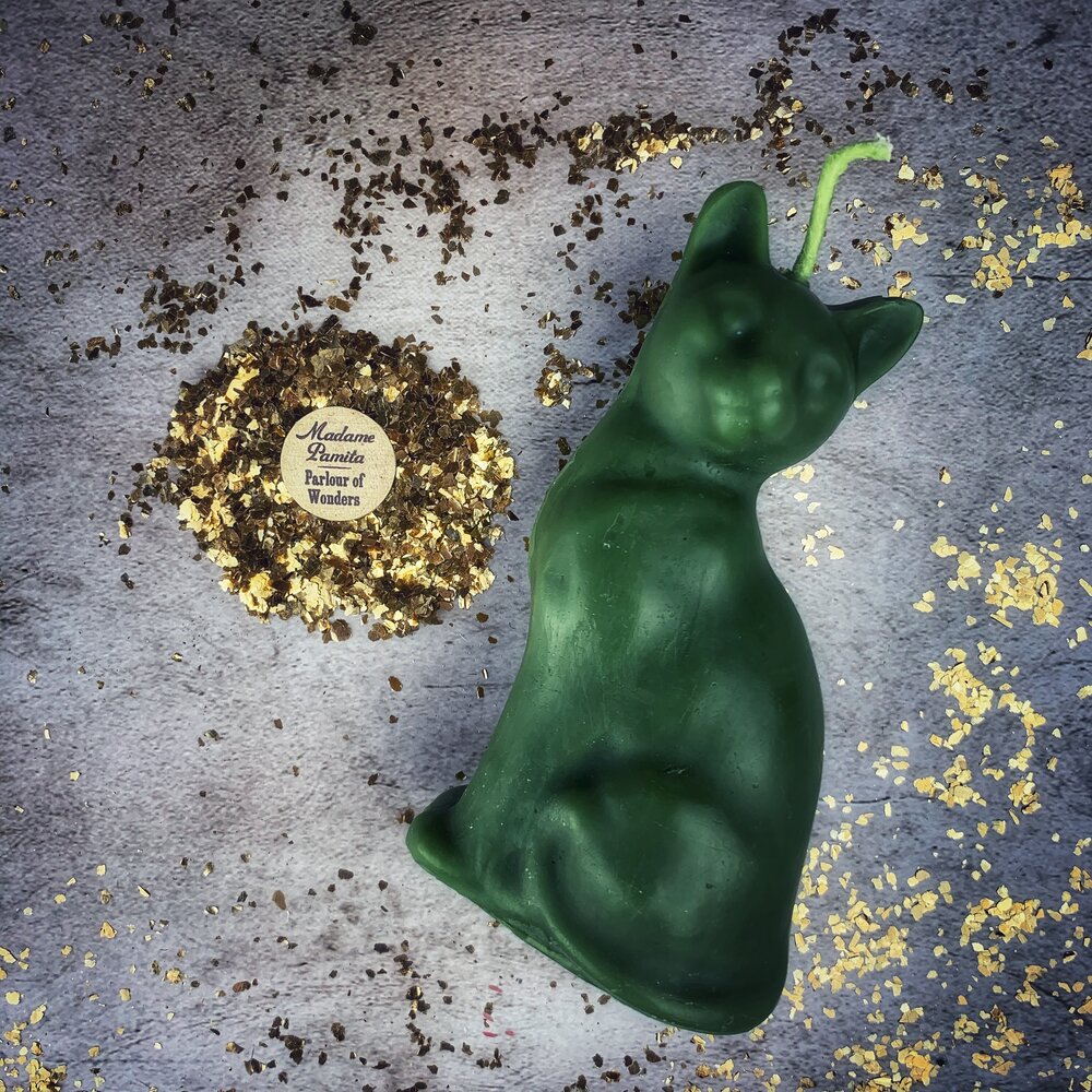 Green Cat Candle